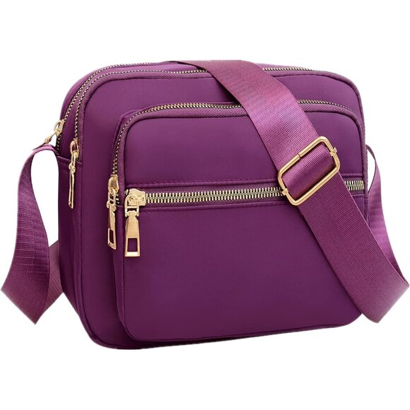 Handbags - Small Nylon Crossbody Bags for Women Bright Purple